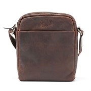 Сумка через плечо KLONDIKE DIGGER «Jake», натуральная кожа в темно-коричневом цвете, 26 x 22 x 7 см