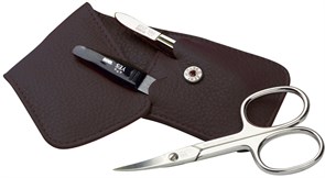 Маникюрный набор YES, 3 пр. Футляр: натуральная кожа, цвет коричневый