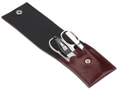 Маникюрный набор YES, 3 пр. Футляр: натуральная кожа, цвет бордово-красный