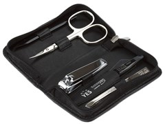 Маникюрный набор YES, 5 пр. Футляр: натуральная кожа, цвет черный