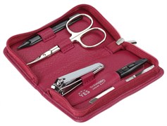 Маникюрный набор YES, 5 пр. Футляр: натуральная кожа, цвет розовый