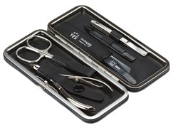 Маникюрный набор YES, 5 пр. Футляр: натуральная кожа, цвет черный