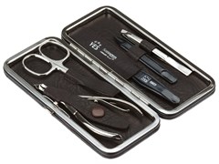 Маникюрный набор YES, 5 пр. Футляр: натуральная кожа, цвет коричневый