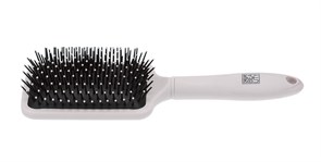 Щетка массажная Dewal Beauty серия "Прованс" с пластиковым штифтом, квадратная, пудровая, 13 рядов