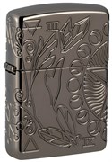 Зажигалка ZIPPO Armor® Wicca Design с покрытием Black Ice®, латунь/сталь, чёрная, 38x13x57 мм