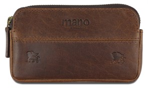 Ключница Mano "Don Leon", натуральная кожа в коричневом цвете, 12 х 7 см
