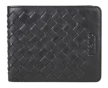 Портмоне Mano "Don Luca", натуральная кожа в черном цвете, 11 х 9 см