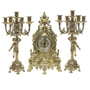 Часы каминные и 2 канделябра Купидон на 5 свечей