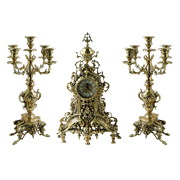 Каминные часы с канделябрами "Ажур"