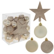 Украшение новогоднее "Шар и звезда", набор из 30 шт + 1 звезда, L21 W16 H26 D20/8/6/5/4/3 см