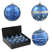 Украшение новогоднее Шар "Синее вдохновение", набор из 12 шт, L35 W27 H9 D8 см