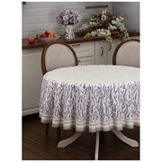 Скатерть круглая "Душа прованса" 190 см ,белый, 100% хлопок, твил, с пропиткой