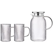 Набор agness"high-tech" кувшин с крышкой фильтром 1600 мл + 2 кружки 320 мл цвет:прозрачный