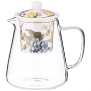 Чайник стеклянный с фарфоровым ситом lefard "Фрукты" 600 мл