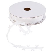 Лента капроновая с бордюром из сердечек , белая, шир 0,8 см боб 22,8м