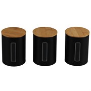 Набор банок для хранения Kaffi, 1 л, матовые черные, 3 шт.