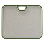Доска разделочная из пшеничного волокна двусторонняя Ness, 34х28 см, светло-серая с зеленым кантом