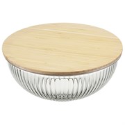 Чаша стеклянная с бамбуковой крышкой, 3,5 л