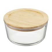 Контейнер стеклянный с бамбуковой крышкой, 480 мл