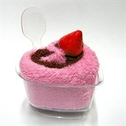 Полотенце-пирожное, 20х20 см, кофейный, розовый