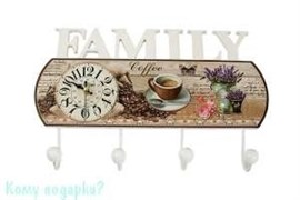 Коллаж-ключница с часами "Family", 40x26 см