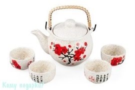 Набор чайный "Сакура", h=8 см, мраморный