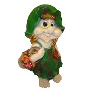 Фигура декоративная садовая Гном-девочка в листочке L27W20H49 см