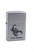 Зажигалка Zippo Tattoo Scorpion, с покрытием Satin Chrome™, 205 Tattoo Scorpion
