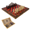 Набор игр шахматы нарды, шашки с доской Хохлома красная SA-SH-503 - фото 187264