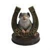 Фигурка декоративная Крыса с бронзовой подковой На счастье (серый) L7 W7 H9,5 см - фото 189512