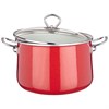 Кастрюля эмалир. со стекл. крышкой с эффектом металлик серия "Deluxe" цв:красный 5,2 л. 22х15 см - фото 396277