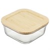 Набор стеклянных квадратных контейнеров с бамбуковыми крышками, 3 шт. - фото 407119