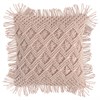 Чехол на подушку макраме с бахромой цвета пыльной розы из коллекции Ethnic, 45х45 см - фото 407841