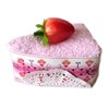 Полотенце-пирожное, 20х20 см, розовый, с клубничкой - фото 42836
