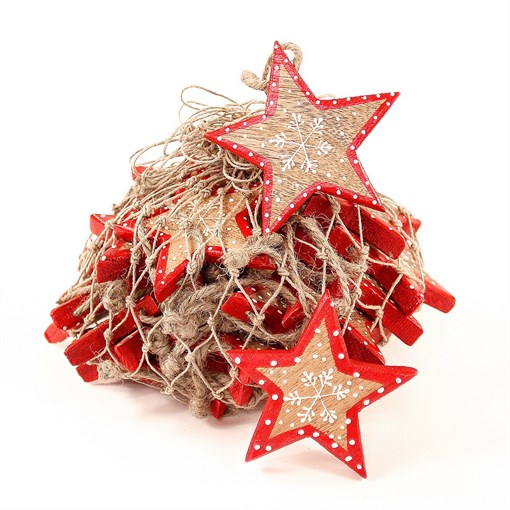 Украшения подвесные christmas stars, деревянные, в сетке, 30 шт. - фото 243432