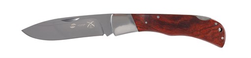Нож складной Stinger, 104 мм (серебристый), рукоять: сталь/дерево (серебр.-корич.), коробка картон - фото 259221