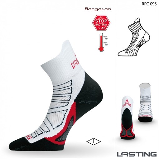 Носки Lasting RPC 093, microfiber+polypropylene, белый с черной подошвой и красной полоской, размер - фото 260587