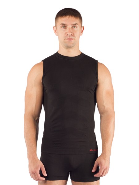 Майка  мужская Achile/ кор. рукав/ синтетика/ черный/ S-M - фото 260859
