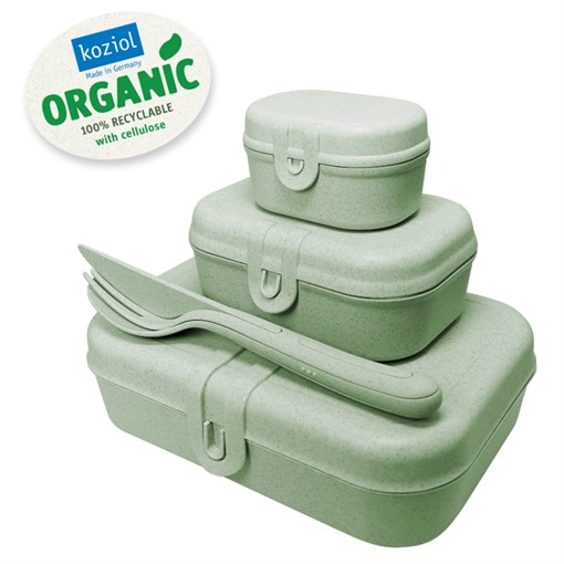 Набор ланч-боксов и столовых приборов pascal, organic, зеленый, 3 шт. - фото 313854