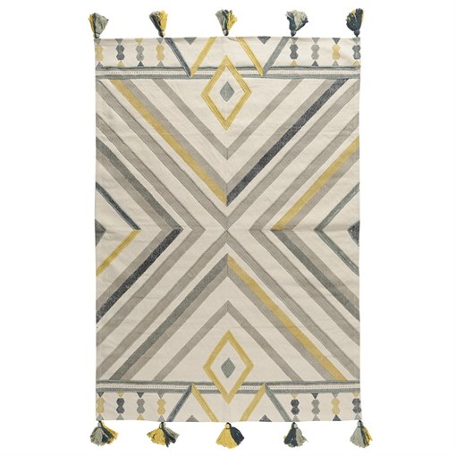 Ковер из хлопка с контрастным узором и кисточками из коллекции ethnic, 120х180 см - фото 320127