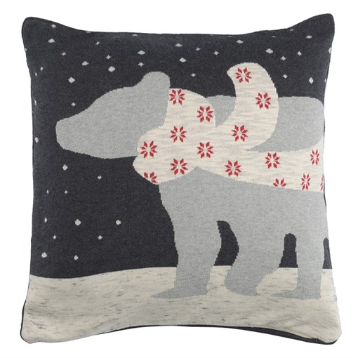 Чехол на подушку вязаный с новогодним рисунком polar bear из коллекции new year essential, 45х45 см - фото 321912