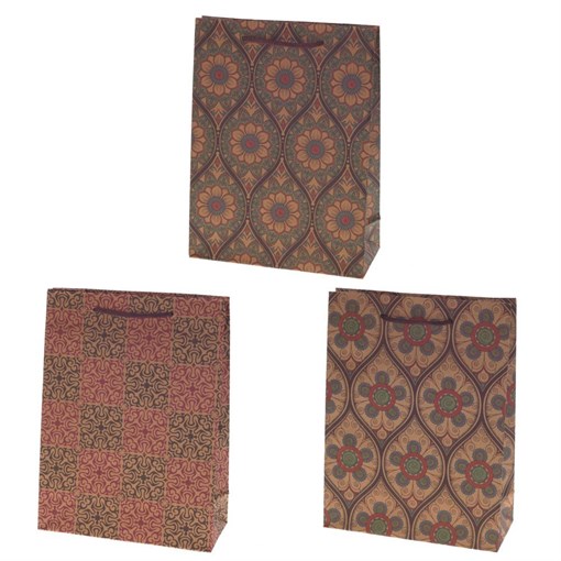 Пакет подарочный (бумага, плотность 180г/м2, блок 12шт), L18,5 W7,5 H24,5 см, 3в. - фото 334458