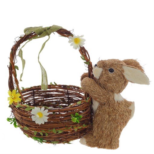 Фигурка декоративная "Заяц с корзиной",  L32 W18 H25 см - фото 338594
