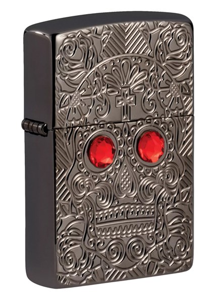 Зажигалка ZIPPO Armor™ Crystal с покрытием High Polish Black Ice®, латунь/сталь, чёрная, 38x13x57 мм - фото 354405