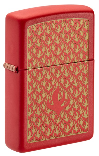 Зажигалка ZIPPO Flame Pattern с покрытием Red Matte, латунь/сталь, красная, матовая, 38x13x57 мм - фото 354488