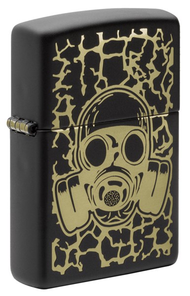 Зажигалка ZIPPO Skull Gas Mask с покрытием Black Matte, латунь/сталь, чёрная, матовая, 38x13x57 мм - фото 354494