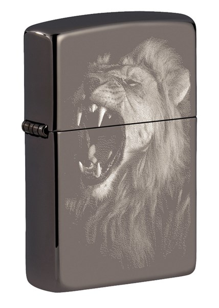 Зажигалка ZIPPO Lion Design с покрытием Black Ice®, латунь/сталь, чёрная, глянцевая, 38x13x57 мм - фото 354566