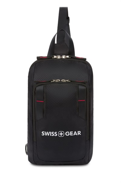 Рюкзак SWISSGEAR с одним плечевым ремнем, черный/красный, полиэстер рип-стоп, 18 x 5 x 33 см, 4 л - фото 355115