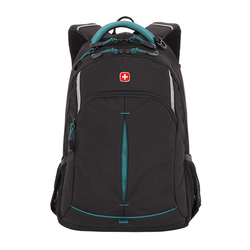 Рюкзак SWISSGEAR, черный/бирюзовый, фьюжн/2 мм рипстоп, 32x15x46 см, 22 л - фото 355173