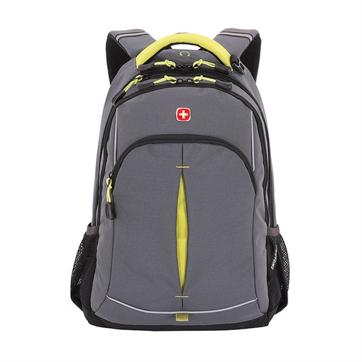 Рюкзак SWISSGEAR, серый/лаймовый, фьюжн/2 мм рипстоп, 32x15x46 см, 22 л - фото 355179